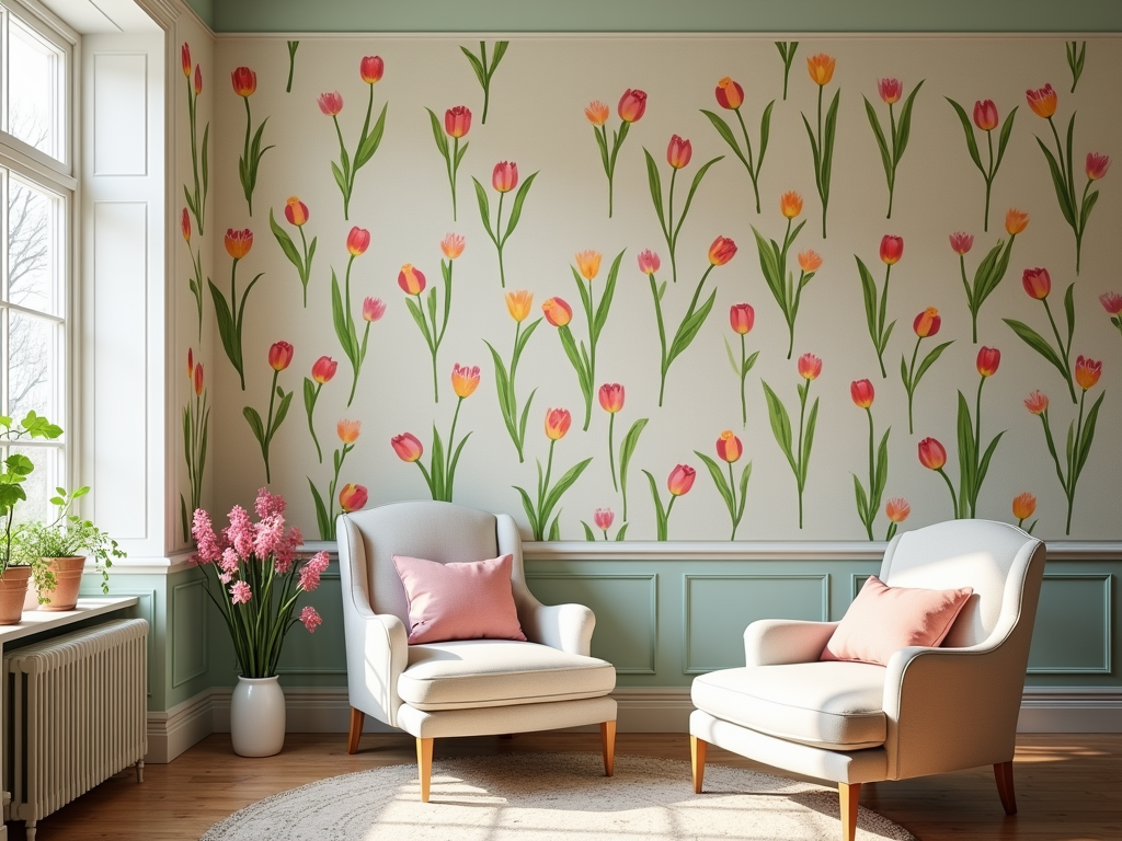 Elegant Classic Tulip Wallpaper Prints