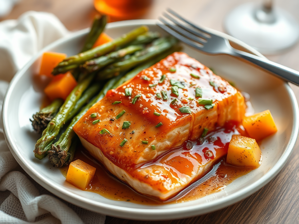 Image for Maple Glazed Salmon with Roasted Vegetables: