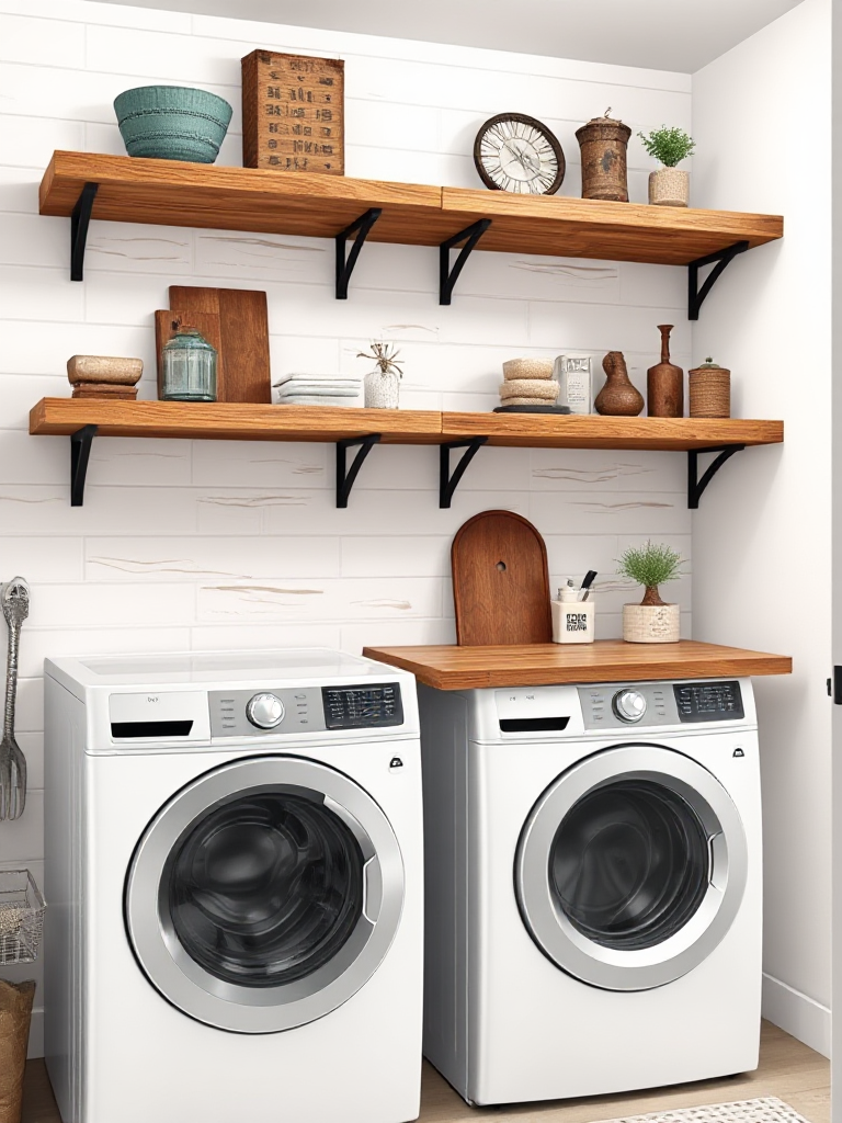 modern laundry room shelves