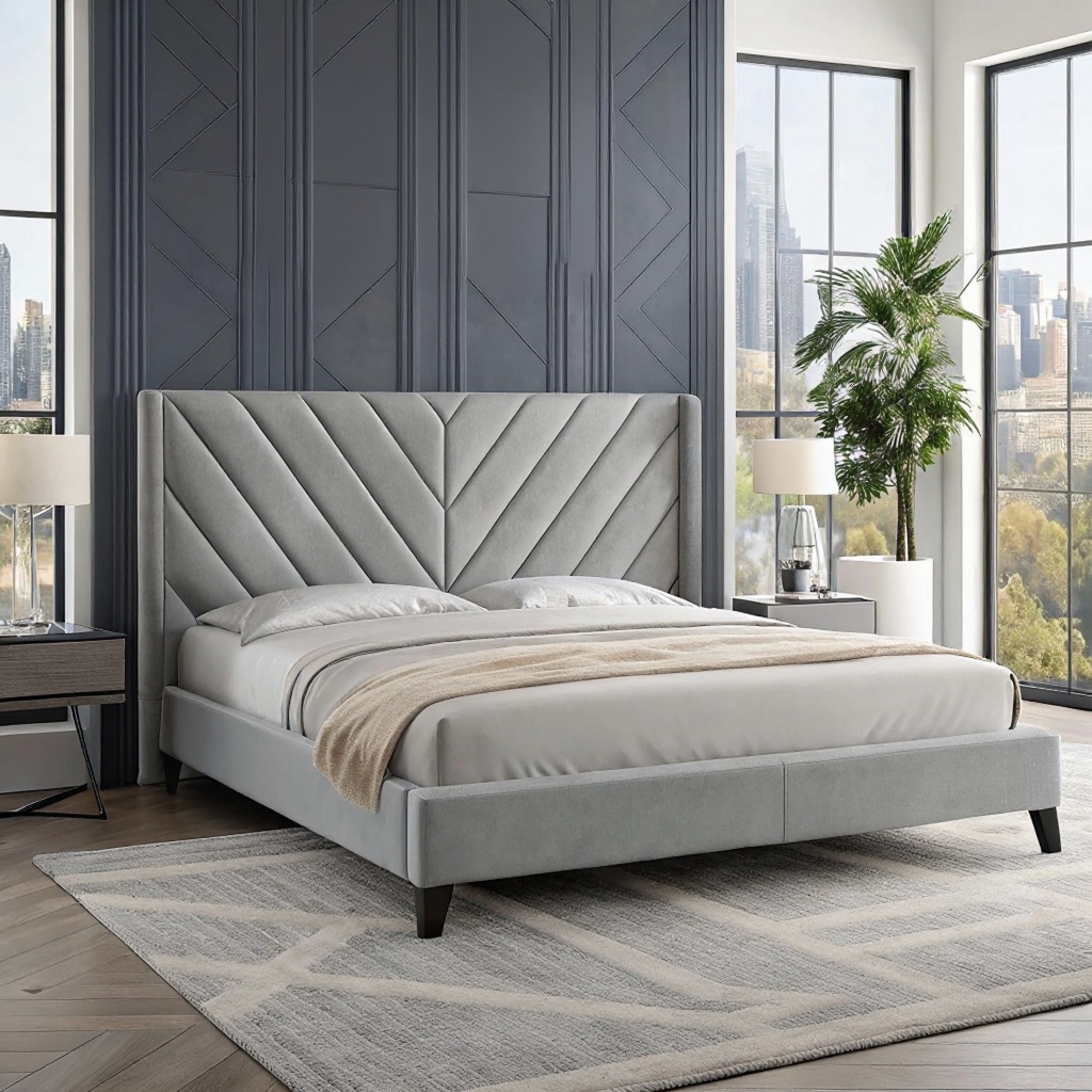 Light Gray Upholstered Bed Frame