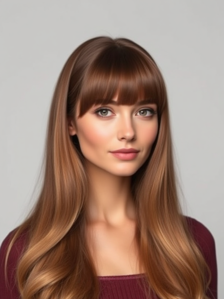 Long Hair with Curtain Bangs