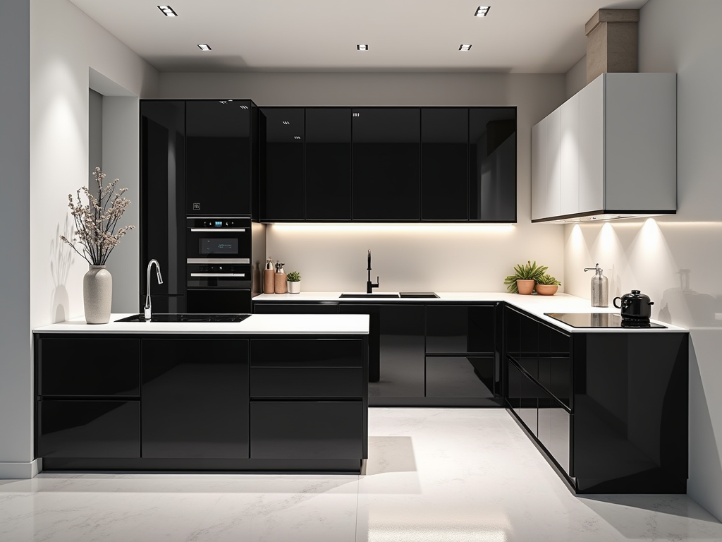 Sleek Minimalist Black and White Kitchen Design