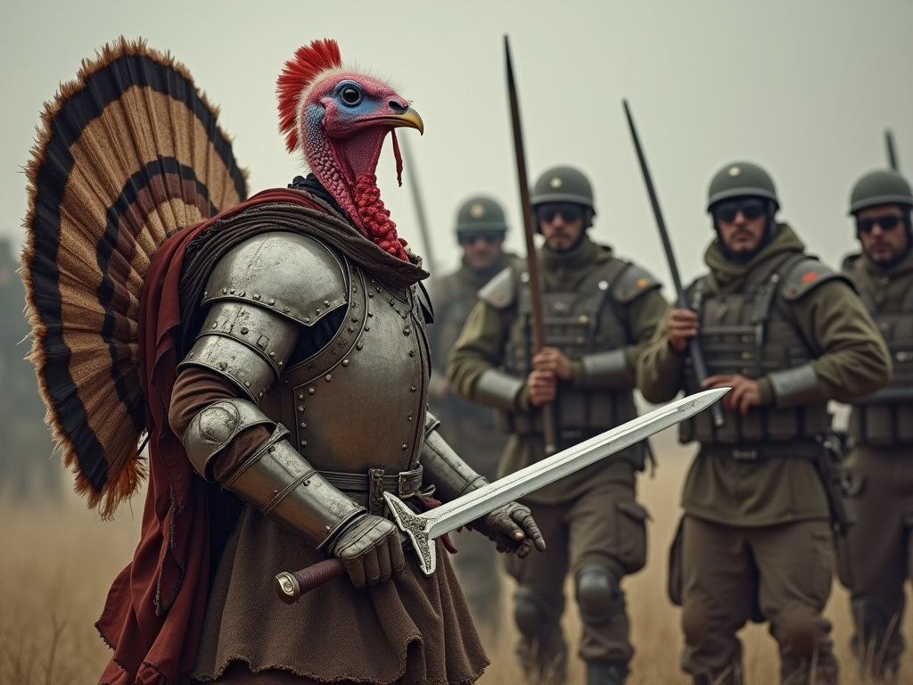 a-turkey-wearing-medieval-armor-holding-xu9wugle7c