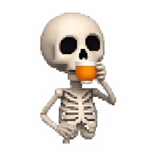 Skeleton drinking tea