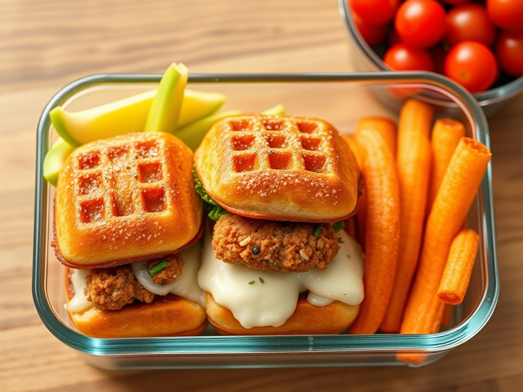 Image for Chicken and Waffle Sliders Bento Box Lunch