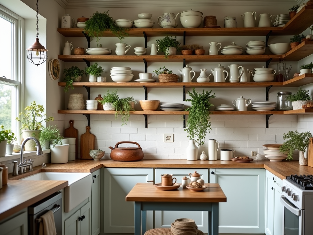 Cozy Farmhouse Kitchen Inspiration: Open Shelving Ideas