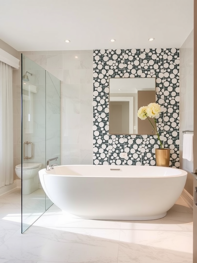 Contemporary Bathroom with Mosaic Tile Backsplash