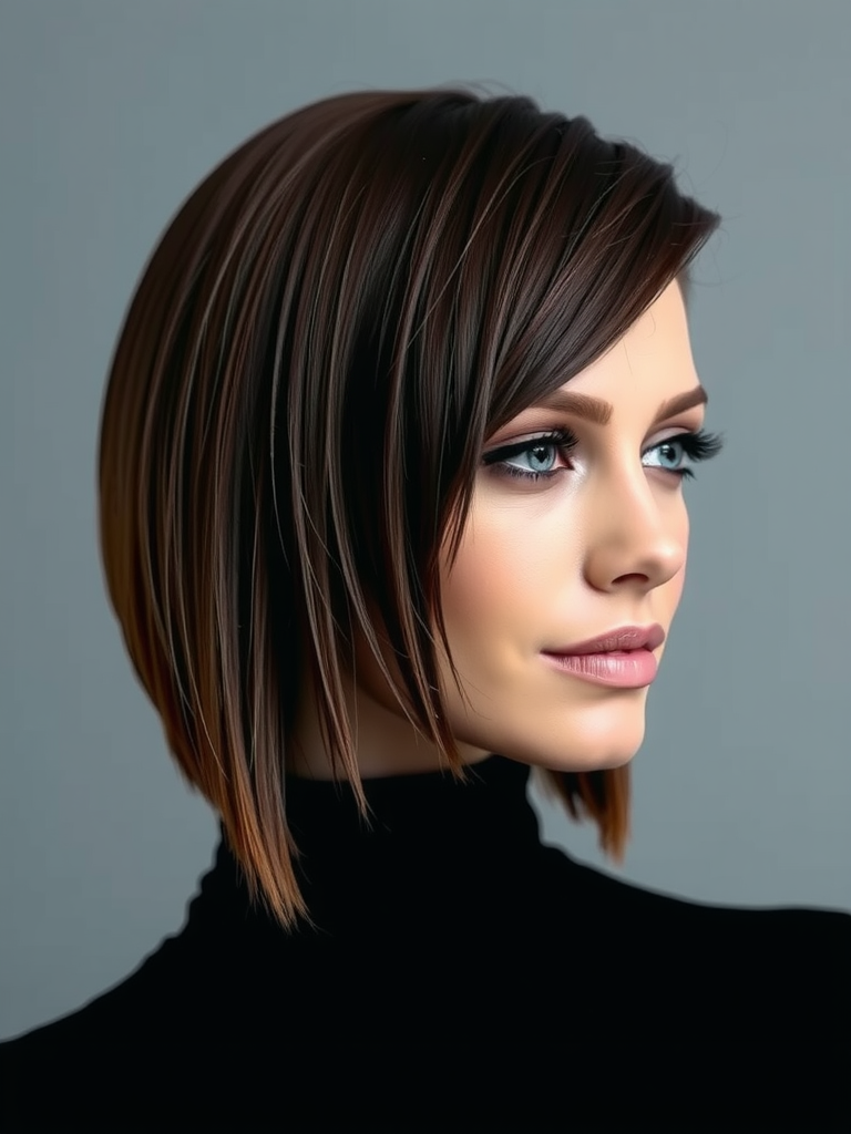 Modern asymmetrical short bob hairstyle