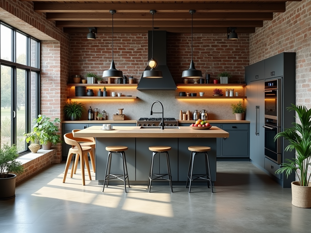 Transform Your Space: Industrial Chic Kitchen with Elegant Concrete Floors