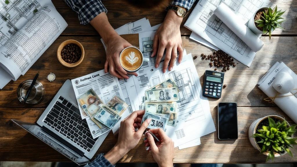 Cafe owner planning startup budget and finances