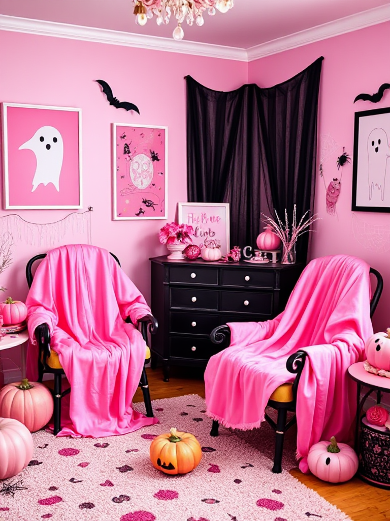 Pink Halloween Bedroom Decor