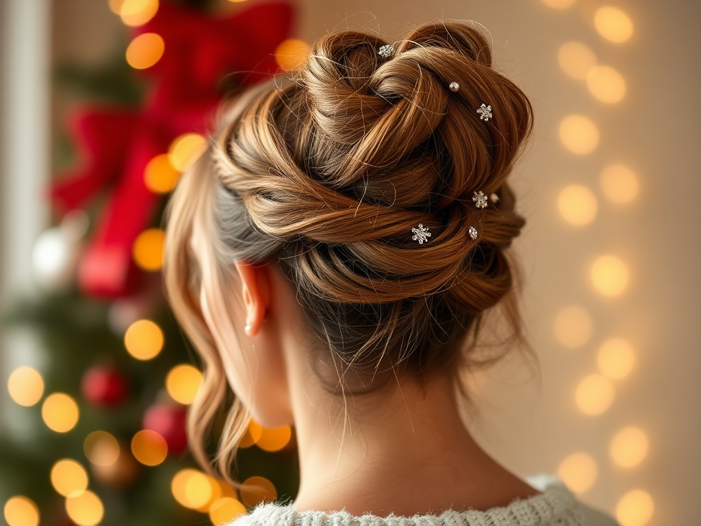 Image for Half-Up Topknot with Sparkly Hair Clips