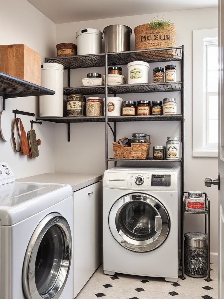 modern laundry room shelves