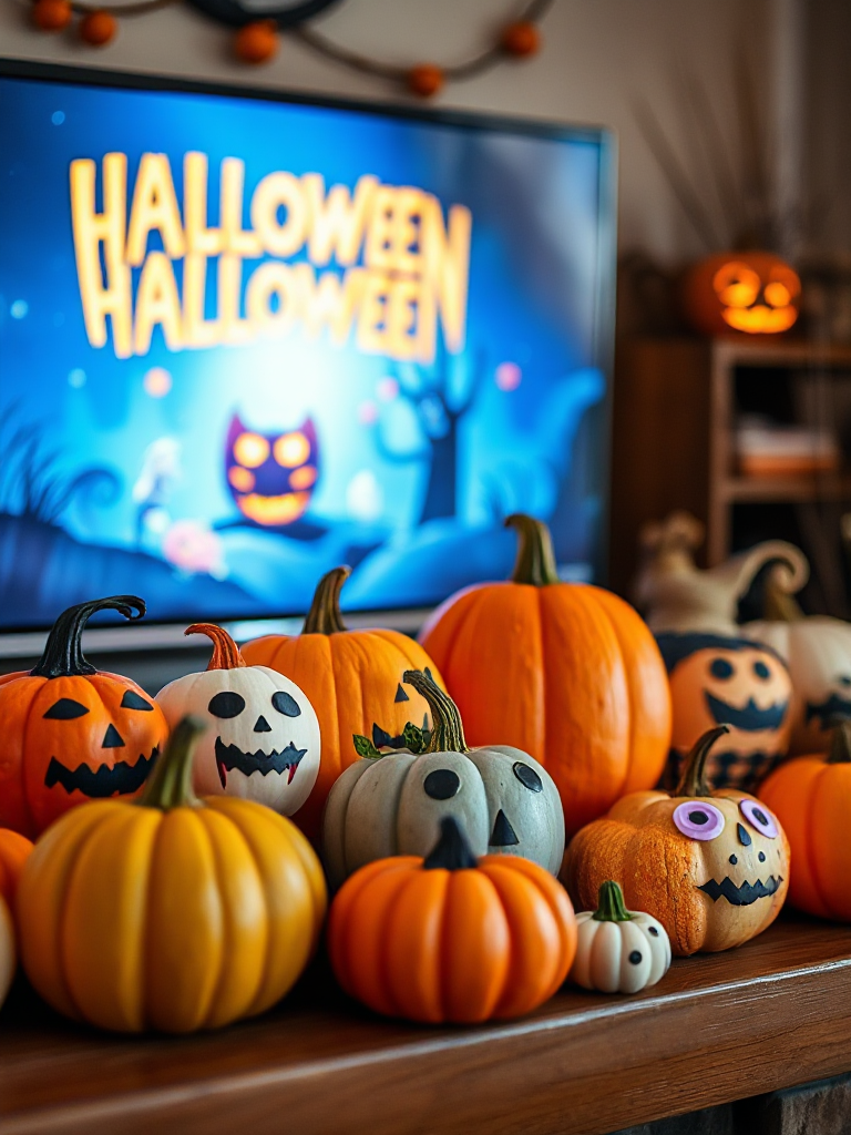 Halloween Mantle Decor With Tv