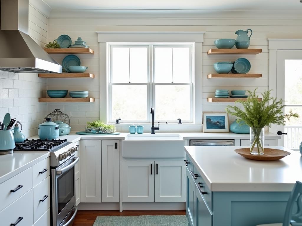 Breezy Coastal Kitchens: Shiplap & Blue Accents