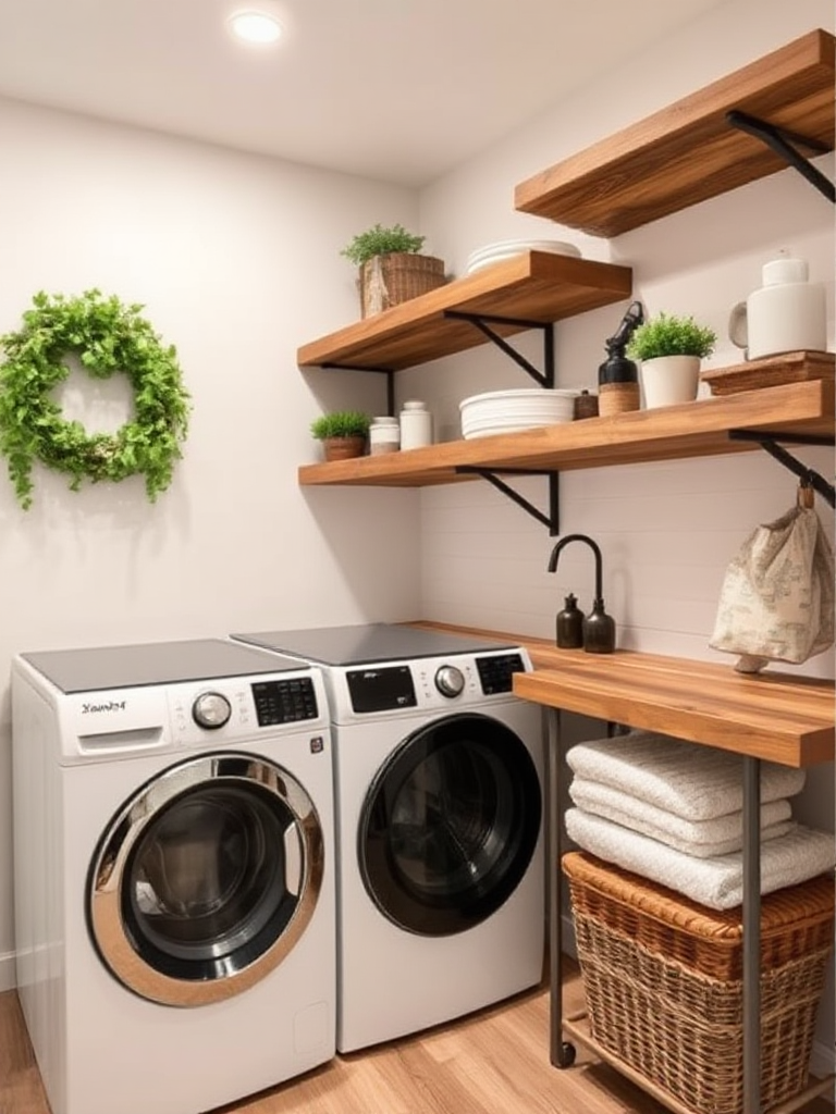 modern laundry room shelves