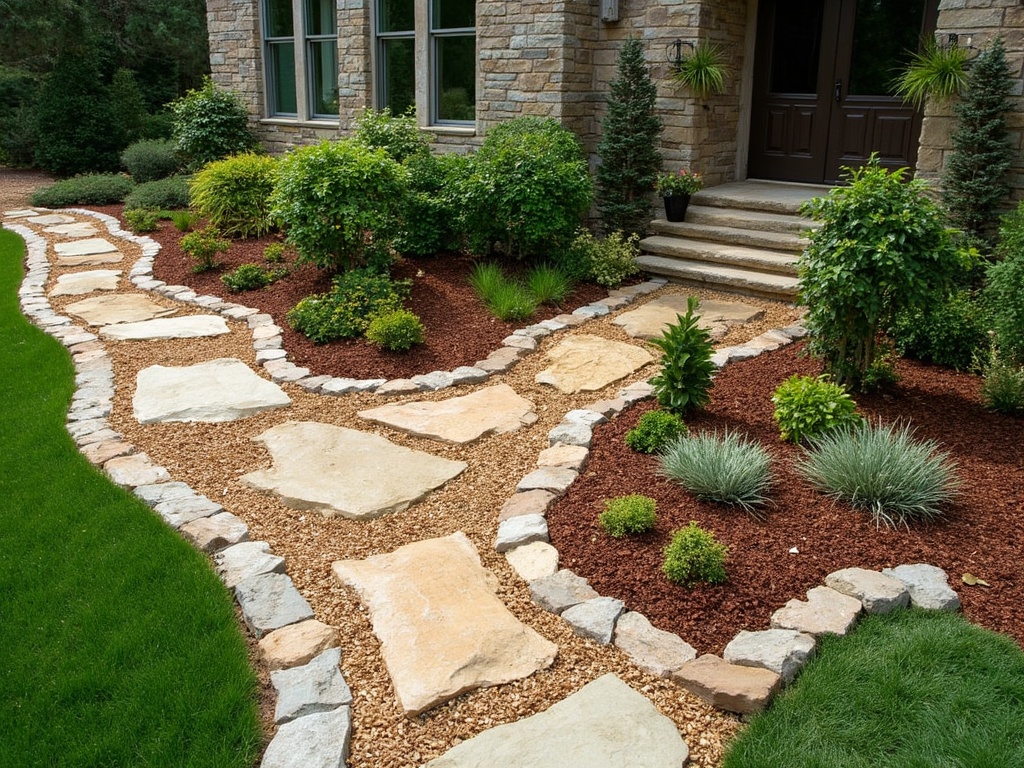 Mulch and Stone Edging