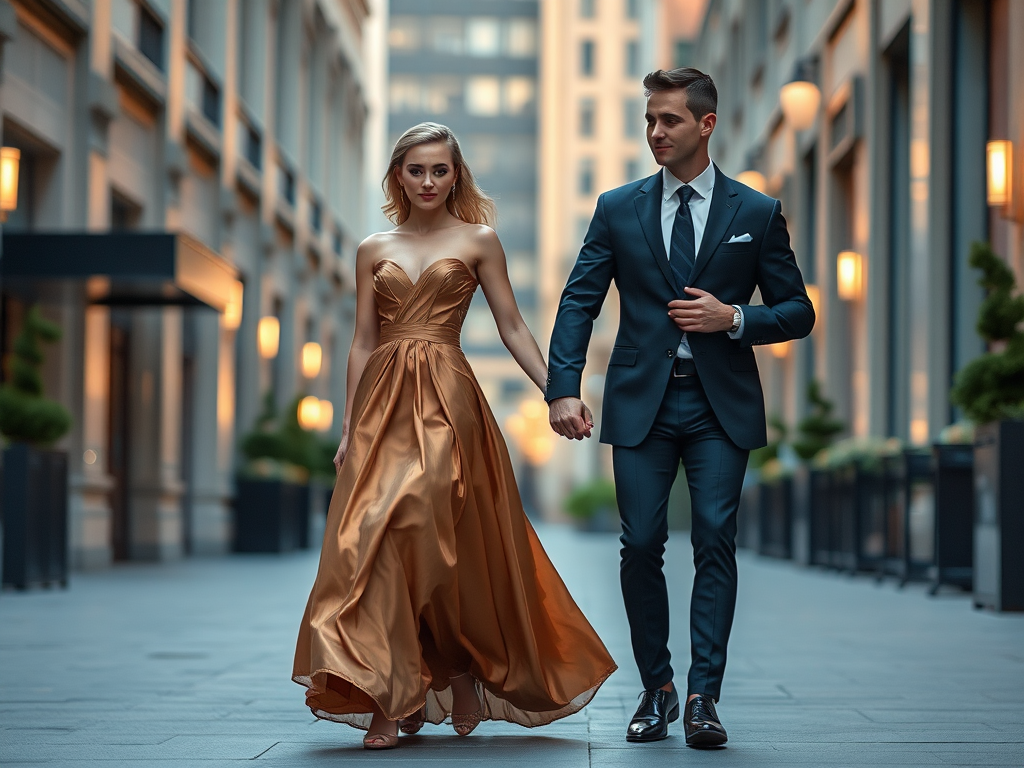 young man crossdressed elegantly with high heels with a male date