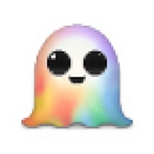 A ghost of Google blob-style that is rainbow, gaysper