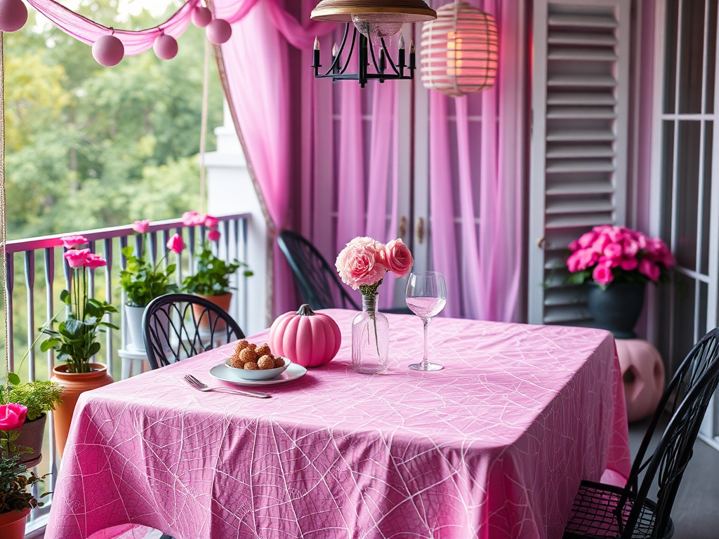 Image for Pink Cobweb Tablecloth: