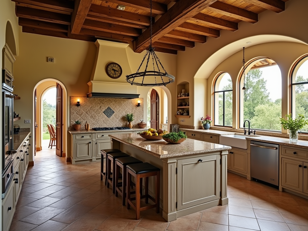 Charming Mediterranean Kitchen with Arched Doorways