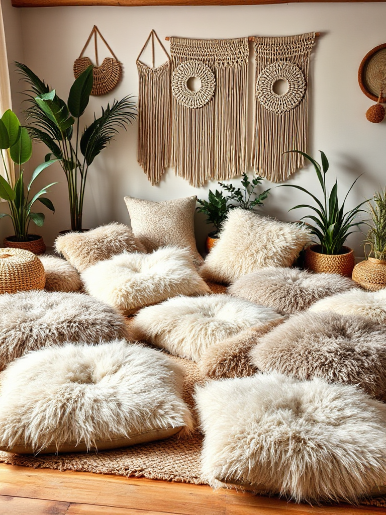 Floor Pillows Living Room Boho Style