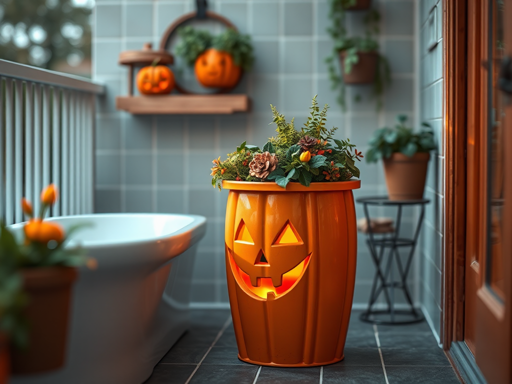 Image for Jack-o'-Lantern Trash Can: