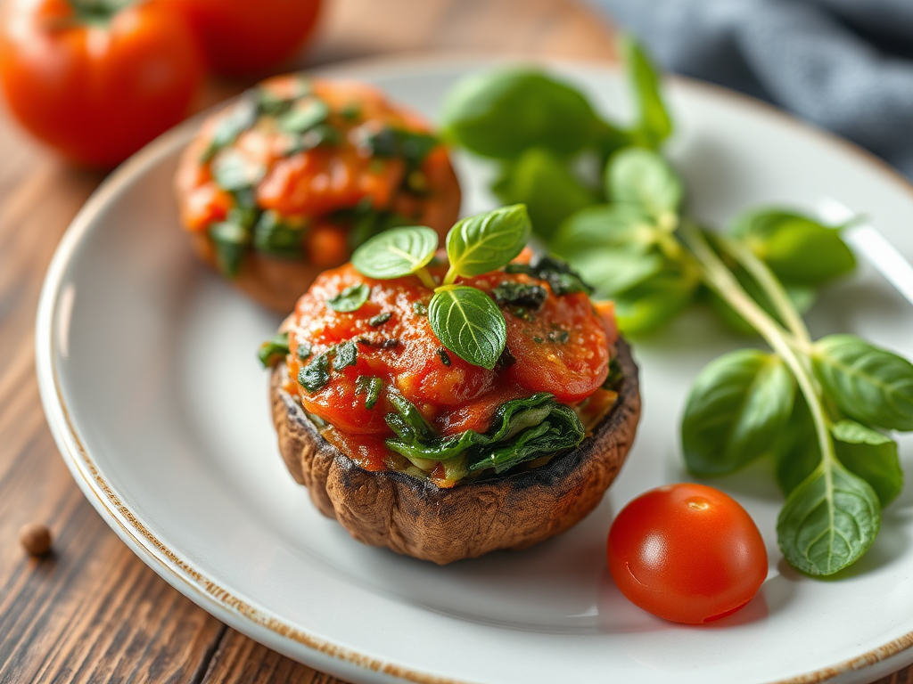 Image for Tomato and Spinach Stuffed Portobello Mushrooms