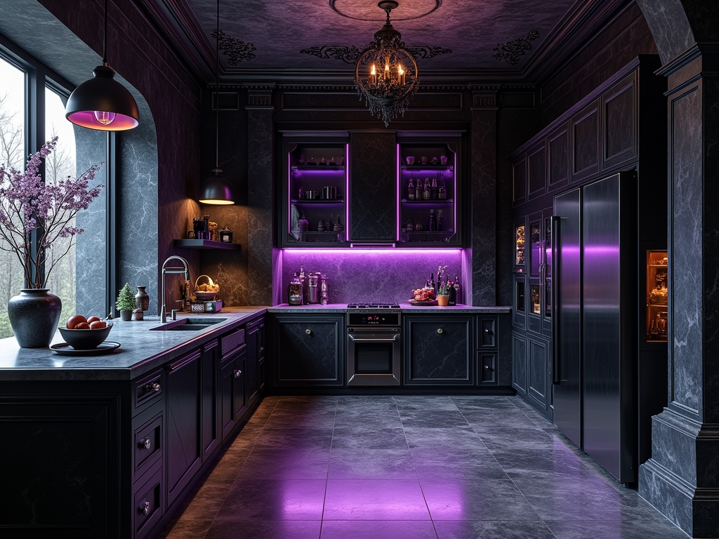 Gothic Futuristic Kitchen Design with Smart Appliances