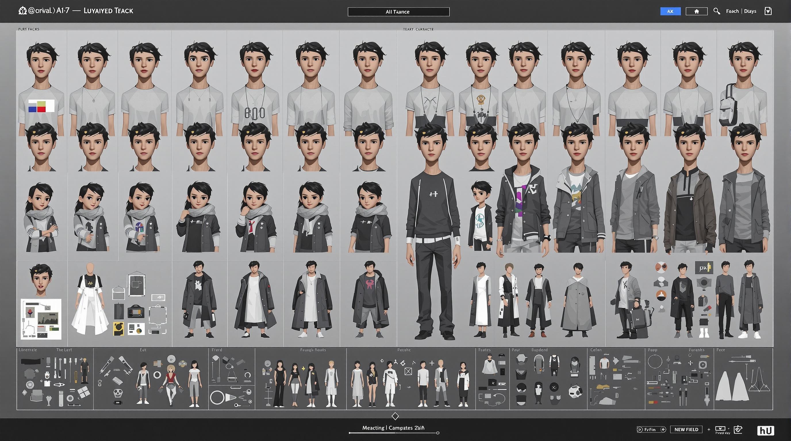 Dynamic scene showing AI-generated characters integrated into various industries—gaming, film, education, and the metaverse—with seamless transitions between digital environments, futuristic and polished visual style, 16:9 aspect ratio