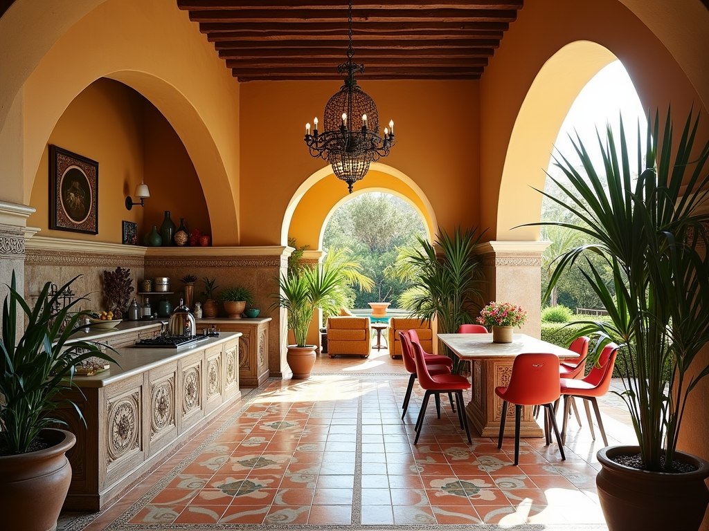 Maximalist Mediterranean Kitchen with Arched Elegance