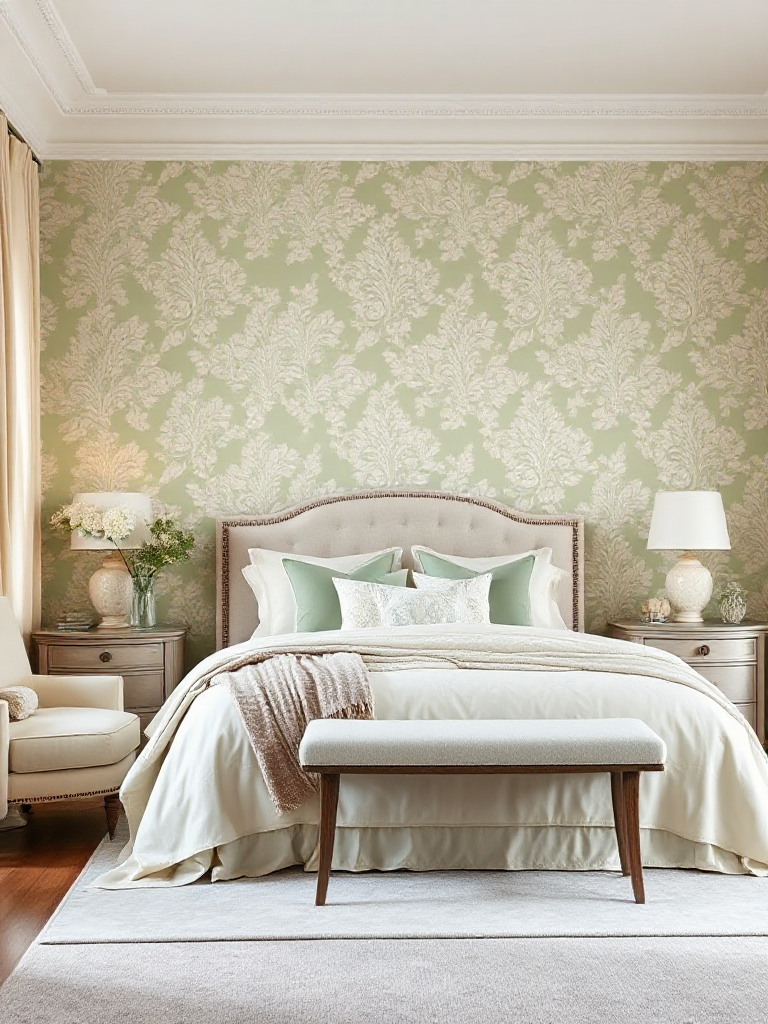 Gorgeous sage green cream bedroom ideas