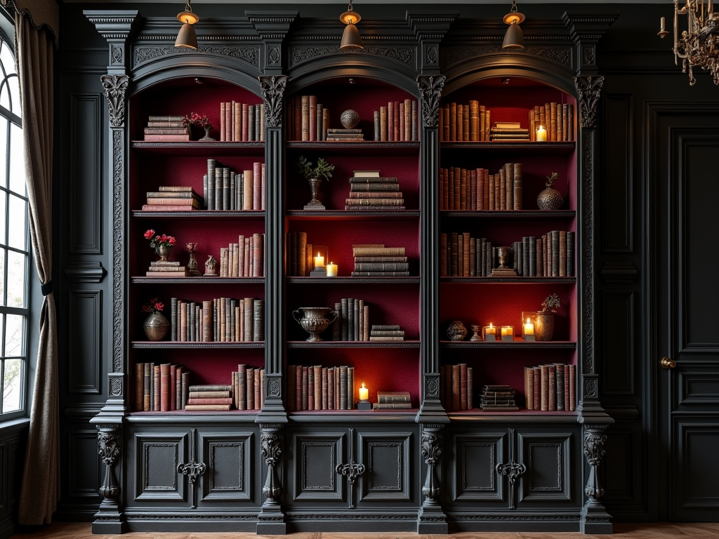 Texture Play: Gothic-Inspired Bookcase Ideas