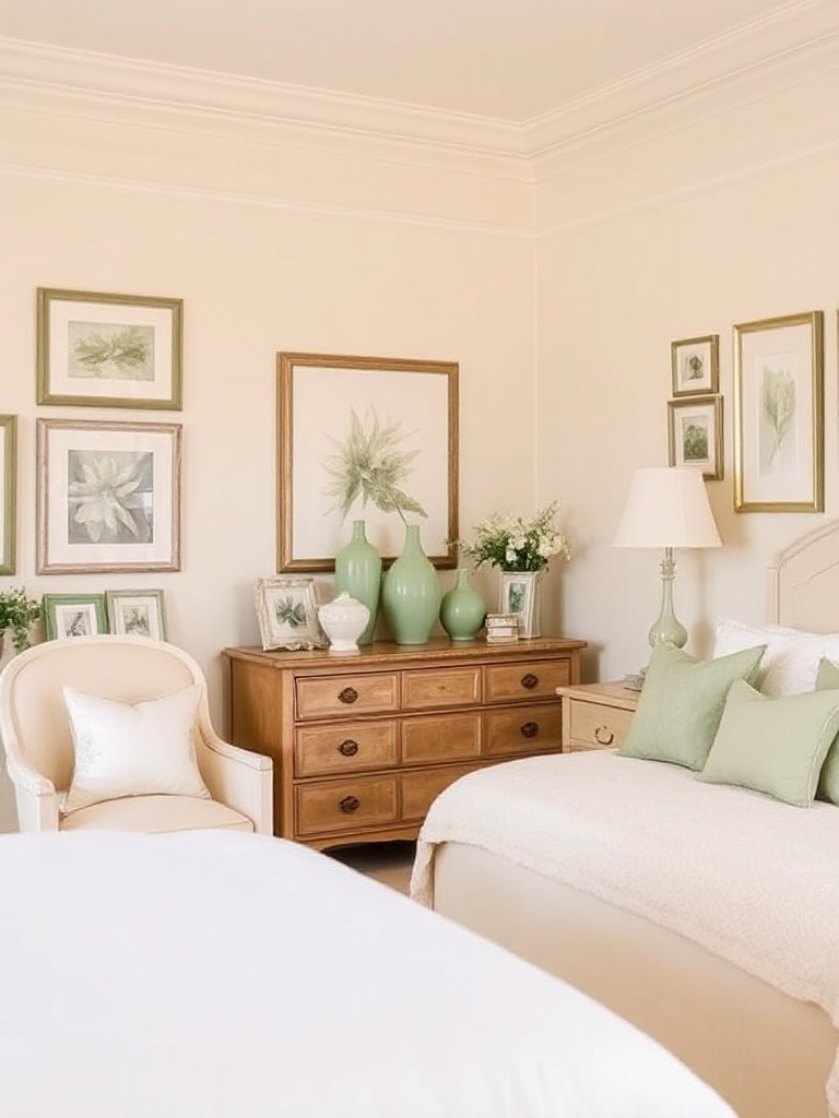 Gorgeous sage green cream bedroom ideas