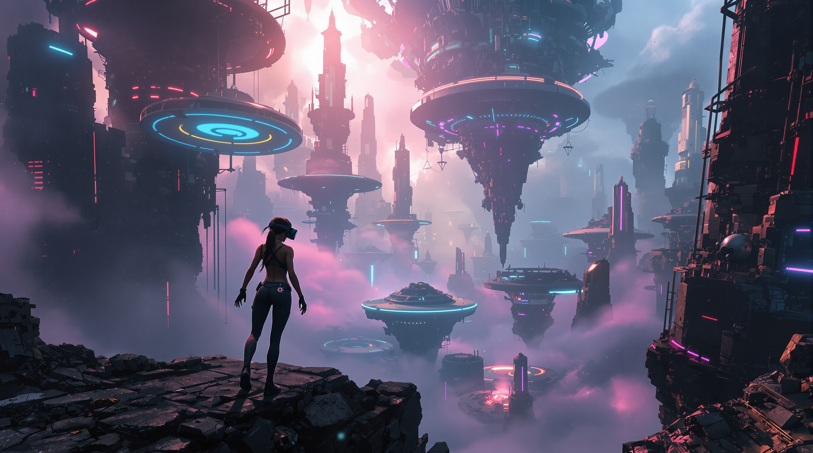 Análisis de una escena de combate en Reach VR con centinelas robóticos.