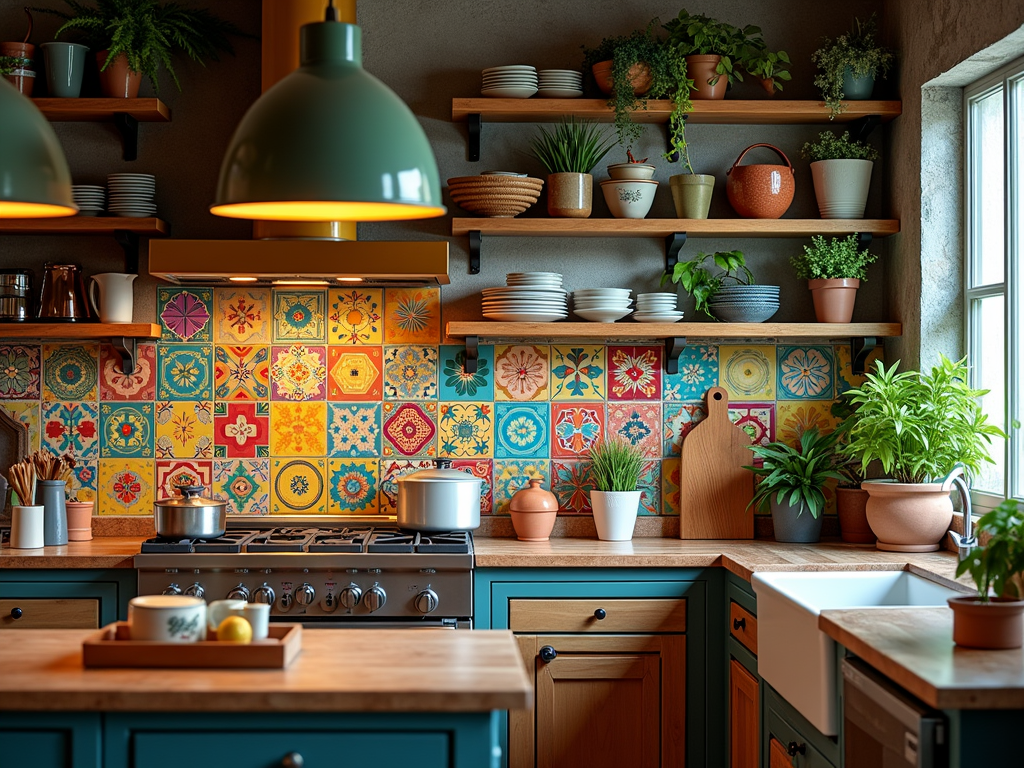 Vibrant Bohemian Kitchen with High-Tech Flair