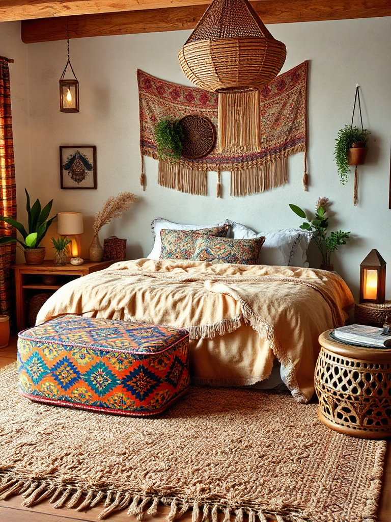 Artistic boho bedroom idea