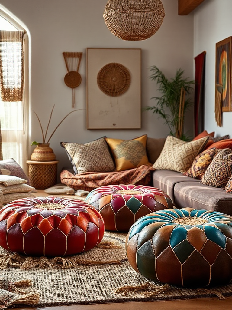 Floor Pillows Living Room Boho Style