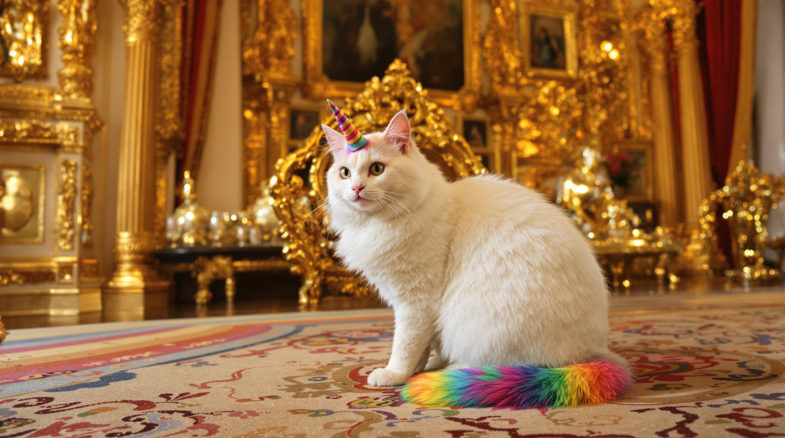 a-white-cat-with-rainbow-colors-on-its-e0dx5g1vhh