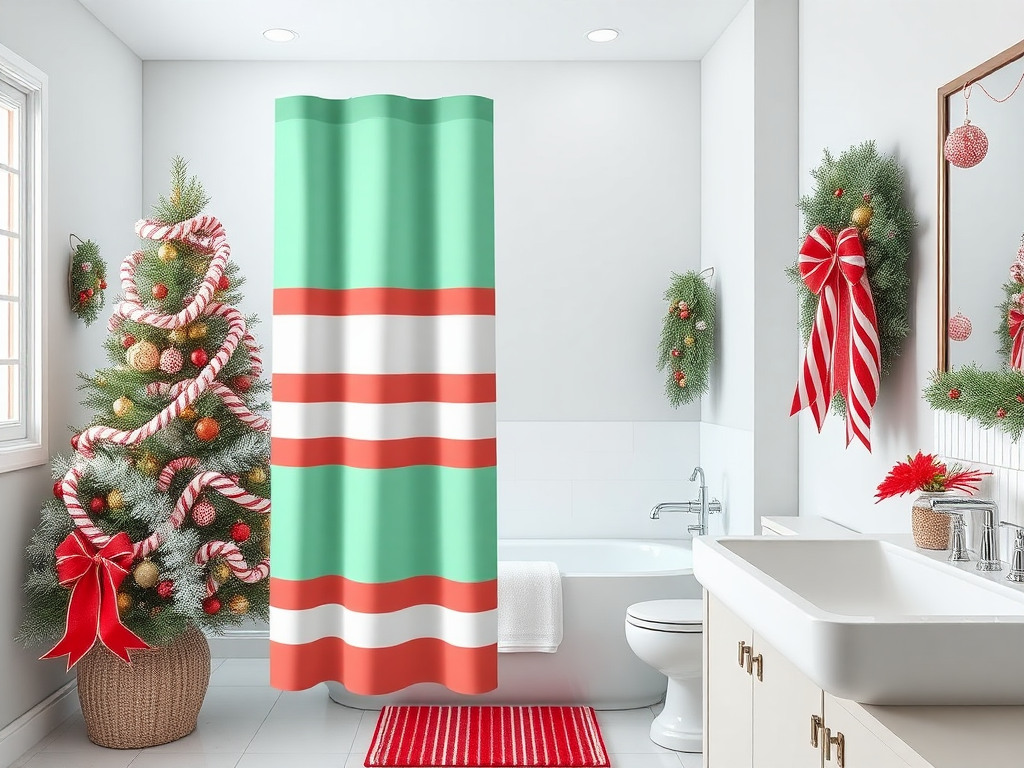 Image for Candy Cane Striped Shower Curtain: