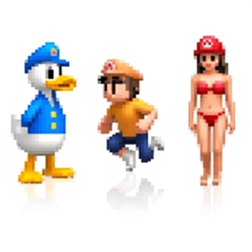 Donald Duck, Super Mario, and Bikini Woman 