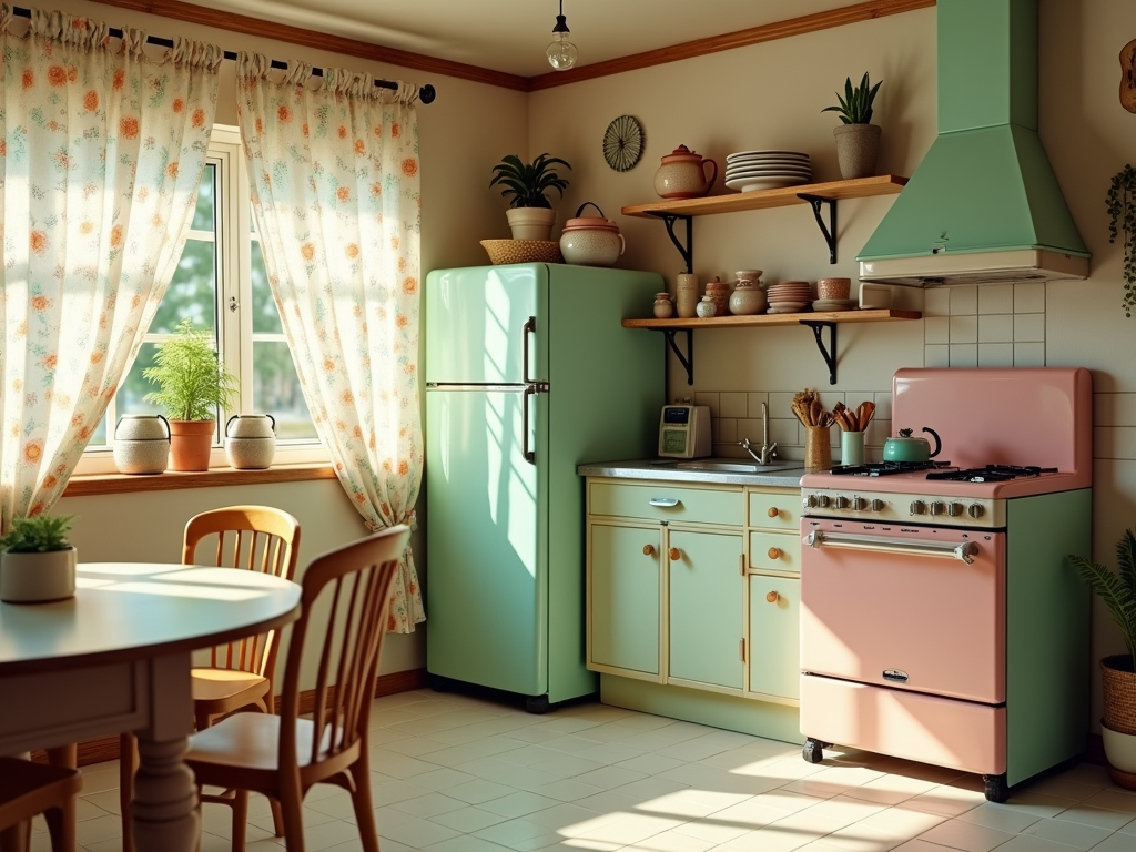 Charming Vintage-Inspired Kitchens with Pastel Appliances