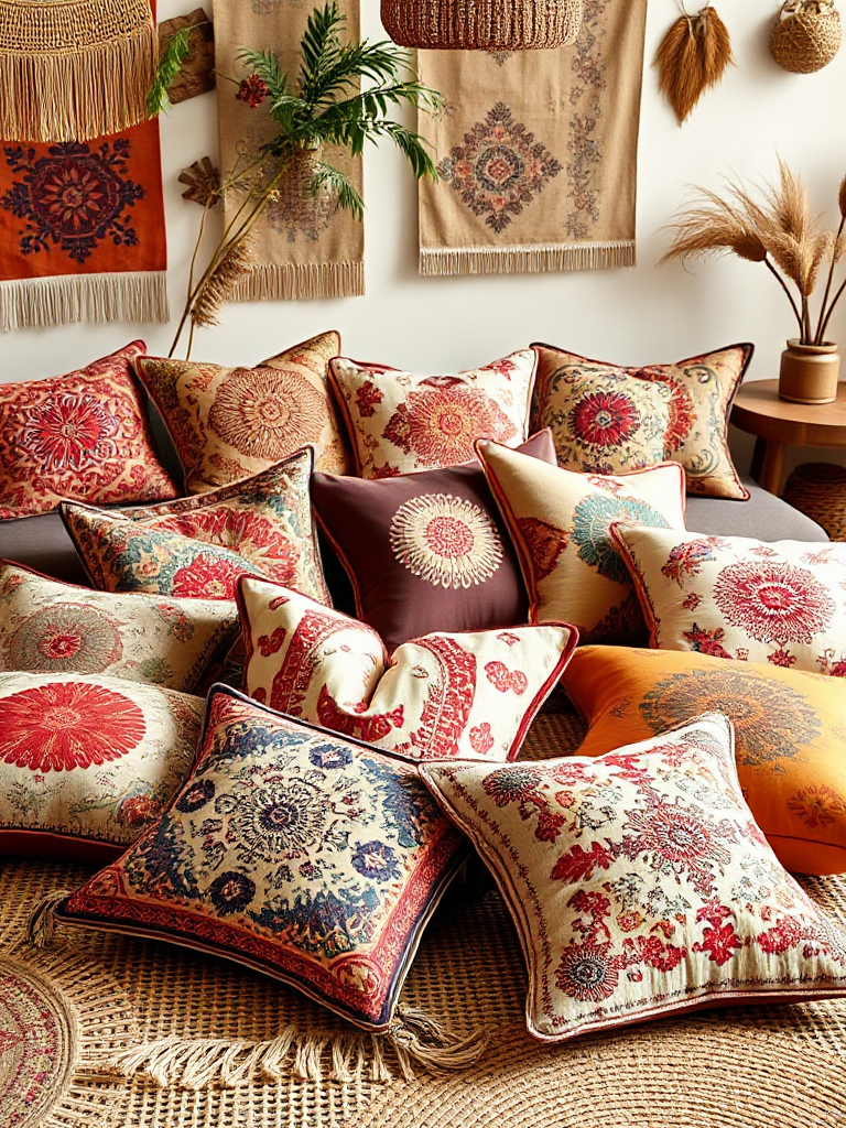 Floor Pillows Living Room Boho Style