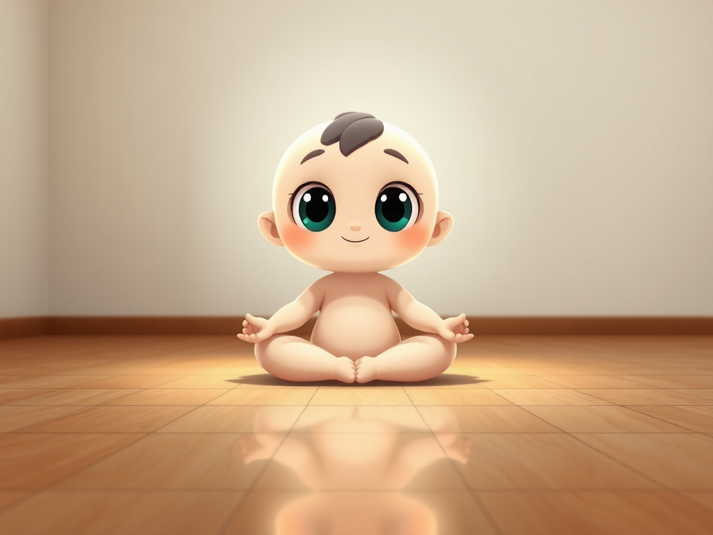 catroon character sitting crossed legged on the floor meditating