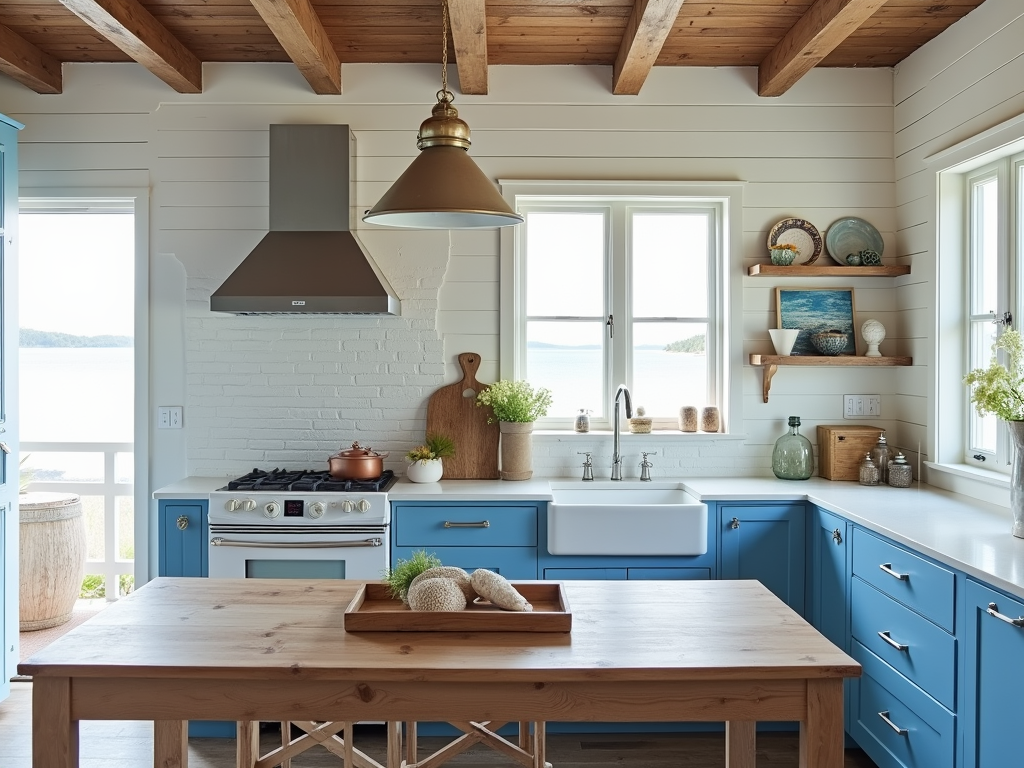 Coastal Charm: Tuscan Kitchen with Shiplap & Blue Accents