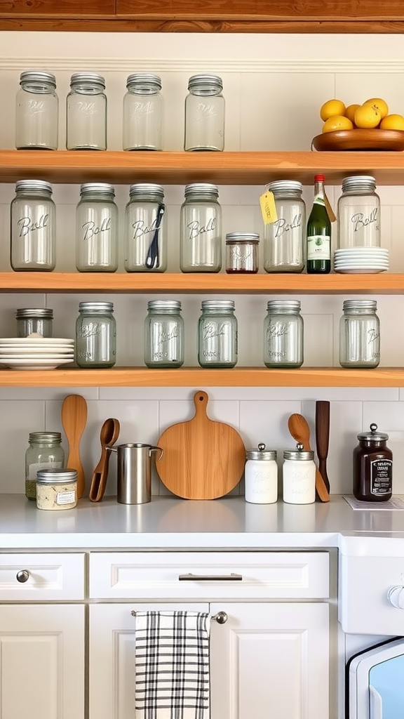 Open Shelving with Vintage Mason Jars