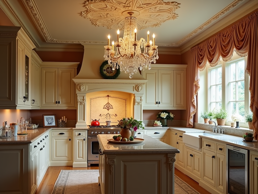 Transform Your Space: Elegant Kitchen with Crystal Chandelier