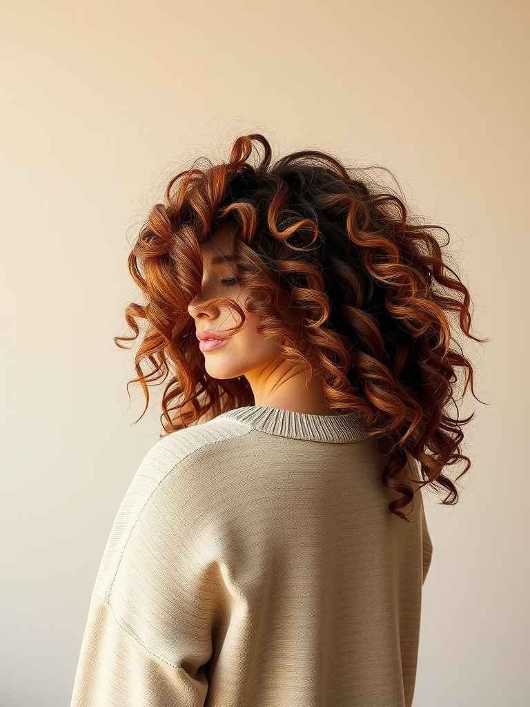 Natural curly shag haircut for short hair