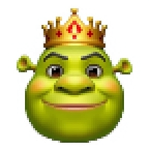 Shrek from the movie Shrek wearing a crown