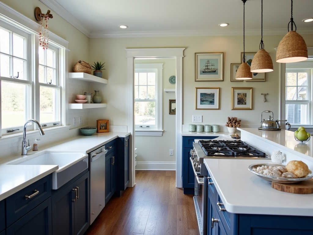 Chic Navy Blue Cabinetry: Elevate Your Coastal Kitchen